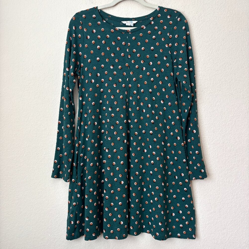 Boden Polka Dot Tencel Cotton Blend Long Sleeve Tunic Swing Dress